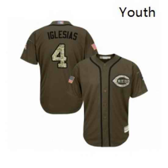 Youth Cincinnati Reds 4 Jose Iglesias Authentic Green Salute to Service Baseball Jersey